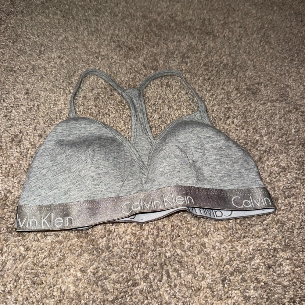 Calvin Klein Gray Cotton Bralette - Medium | Soft Minimalist Lounge Bra